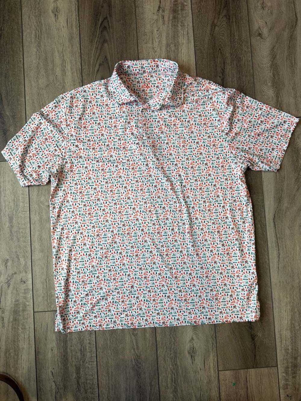 Rhoback Miami Hurricanes Polo Size XL White Multi